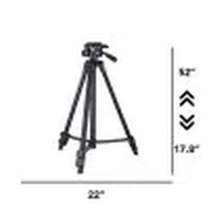 52" Aluminum Compact Camera Tripod Adjustable Height, Light Weight, Mounts for Slr|Camera|Smartphone|Gopro