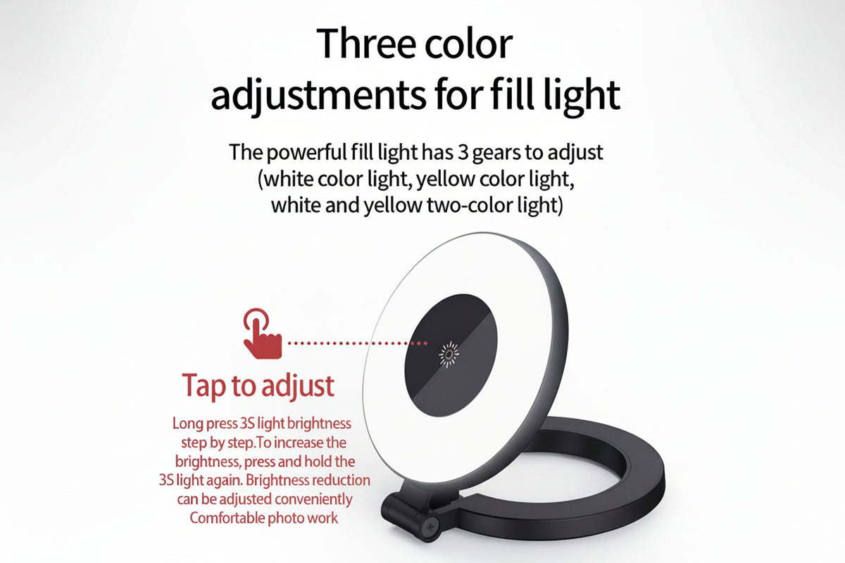 For Magsafe Magnetic Pocket Light Three-Level Adjustment Led Fill Light Phone Selfie Light for Iphone 12-15 Series Makeup Vlog
