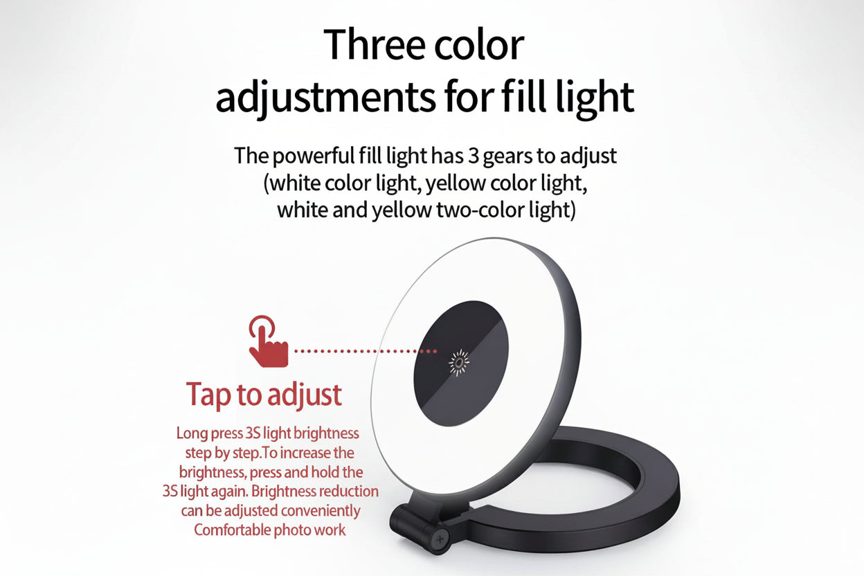 For Magsafe Magnetic Pocket Light Three-Level Adjustment Led Fill Light Phone Selfie Light for Iphone 12-15 Series Makeup Vlog